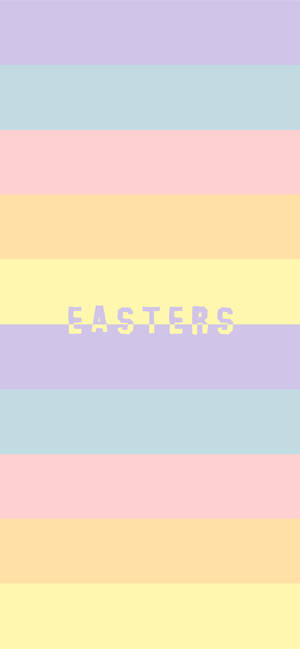 柔和彩虹條紋，中央顯示EASTER字樣。