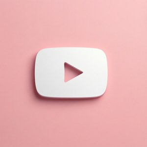 粉紅色背景上的白色YouTube播放按鈕圖示