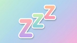 三個彩色 zzz 字母漂浮在柔和漸變背景上