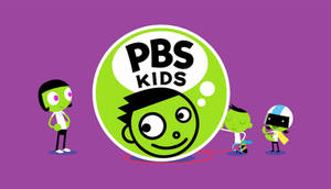 四個卡通小孩圍繞著一個帶有微笑綠色臉孔的PBS Kids標誌。 — 火影忍者海報 壁紙