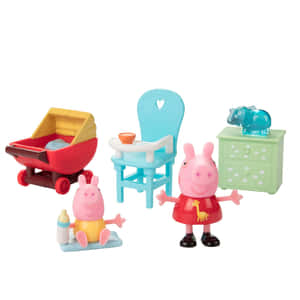 Peppa Pig 玩具套裝，包括嬰兒車、高腳椅、抽屜櫃同大象公仔。 — iPad Pro 13 壁紙