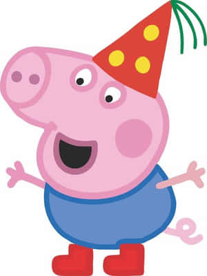 Peppa Pig 戴著派對帽微笑並張開雙臂 — 可愛豬 壁紙