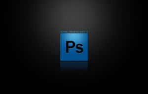 Adobe Creative Suite 4 標誌，藍色正方形和黑色 Ps 字母在深色漸變背景上，帶有反射效果。 — 凌志標誌 GIF 壁紙