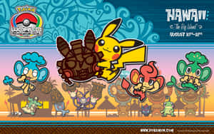 Pokémon 角色在夏威夷主題的錦標賽活動中。 — 型爆寵物小精靈 壁紙