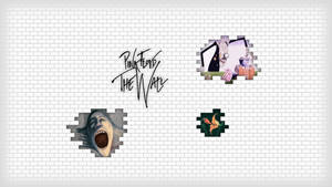 Pink Floyd《The Wall》專輯藝術元素從白色磚牆的孔洞中窺視。