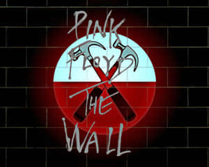 Pink Floyd《The Wall》專輯標誌在磚牆上發光。