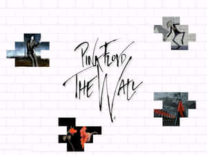 白色磚牆上的 Pink Floyd The Wall 專輯藝術拼圖碎片。
