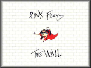 Pink Floyd《The Wall》專輯封面插圖，一個穿著紅色斗篷的卡通人物在白色磚牆上跳躍。
