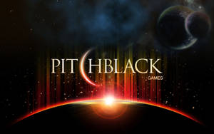 Pit Hblack Games 標誌，帶有行星和遙遠衛星上的宇宙日出。