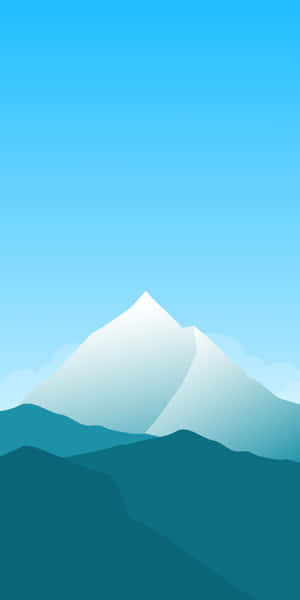 積雪山峰聳立在層層山丘之上，背景是清澈藍天 — 極簡美學 壁紙