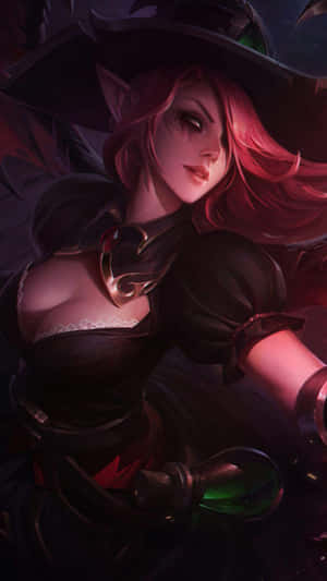 紅髮動漫女巫，身穿深色服裝，手持發光綠色藥水。 — Pixel 3 壁紙