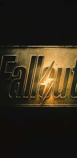 Fallout標誌，金屬板上有閃電，環境黑暗。 — 異塵餘生76 壁紙