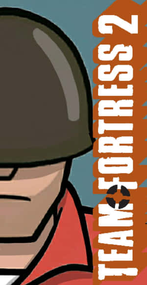 卡通士兵戴頭盔穿紅色制服，帶有 Team Fortress 2 標誌。