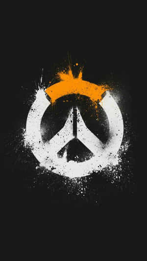 黑色背景上帶有橙色飛濺的Overwatch標誌