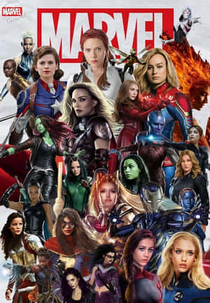Marvel 女性超級英雄團隊肖像，大膽的服裝和英勇的姿勢。 — 復仇者聯盟 壁紙