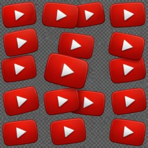 透明背景上的紅色 YouTube 播放按鈕集合