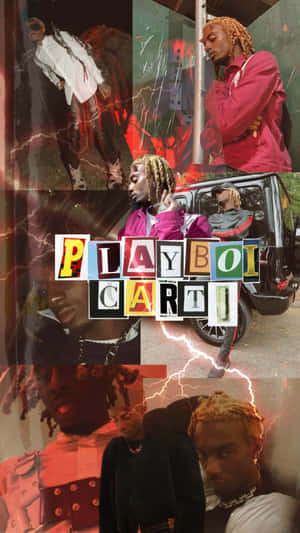 Playboi Carti 拼貼畫，帶有閃電和街頭風格