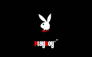 Playboy標誌，白色兔子和紅色蝴蝶結在黑色背景上