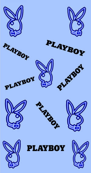 淺藍色背景上的藍色霓虹燈Playboy兔仔標誌圖案 — 美學 壁紙