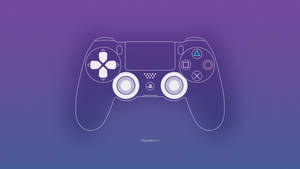 紫色漸變背景上的白色 PlayStation 4 手掣輪廓。 — 紫色美學 壁紙