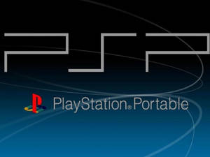 PlayStation Portable 標誌在藍色漸變背景上，帶有發光線條。 — PlayStation GIF 壁紙