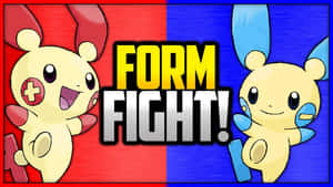 兩個寶可夢角色在戰鬥場景中，帶有「FORM FIGHT!」文字