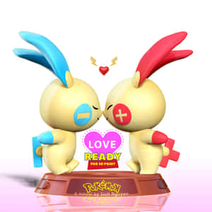 兩個寵物小精靈公仔挨擦，中間有個心形寫住'LOVE READY'。