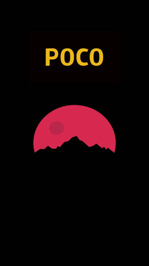 POCO標誌，黑色背景上山脈剪影後方有粉紅色太陽