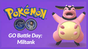 Miltank在充滿活力的紫色Pokemon GO宣傳圖中慶祝GO Battle Day。 — 型爆寵物小精靈 壁紙