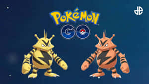 兩個寶可夢角色在黑暗星空背景上帶有閃電和 Pokémon GO 標誌。 — 遊戲 壁紙