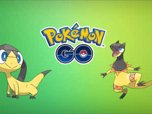 兩個寶可夢角色企喺 Pokémon GO 標誌嘅兩邊。 — 綠色動態圖 壁紙