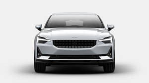 在攝影棚中從正面拍攝的銀色電動車 — 汽車 壁紙
