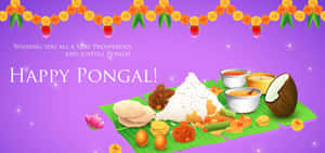 快樂的豐收節（Pongal）盛宴，香蕉葉上有米製甜點、椰子和一碗碗的粥。