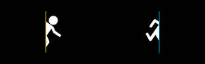 兩個火柴人攀爬牆壁，一個黃色一個藍色