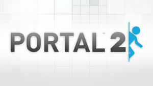Portal 2 遊戲標誌，帶有藍色火柴人圖案，背景為瓷磚