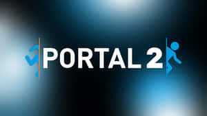 帶有藍色圖案和漸變背景的 Portal 2 遊戲標誌