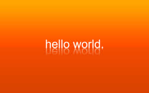 橙色漸變背景上帶有倒影的 hello world 文字