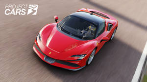 Project Cars 3 遊戲中在賽道上奔馳的紅色法拉利。