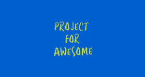 藍色背景上的大膽黃色文字 project for awesome