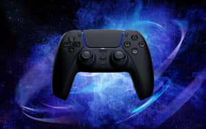 黑色PlayStation 5手掣被宇宙藍紫色能量漩渦包圍。