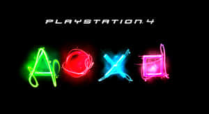 PlayStation 4 標誌，帶有綠色、紅色、藍色和粉紅色的發光符號。