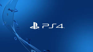 PS4標誌與浮動控制器符號在藍色漸變背景上