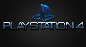 在深色背景上，帶有藍銀金屬質感的 PlayStation 4 標誌。