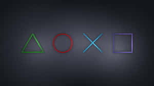 PlayStation控制器按鈕在深色背景上發出綠色、紅色、藍色和紫色光芒