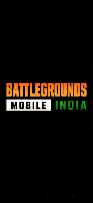 Battlegrounds Mobile India 遊戲標誌，黑色背景上有橙色、綠色和白色文字。 — Redmi Note 14 Pro 壁紙