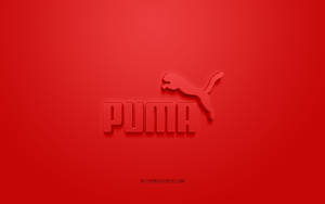 Puma品牌標誌，帶有跳躍的貓在紅色背景上