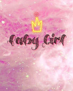 發光霓虹皇冠，心形圖案在「Baby Girl」文字上方，粉紅色宇宙背景。 — 女王 GIF 壁紙
