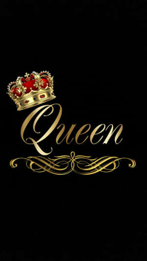 黑色背景上的金色皇冠和Queen一字 — 女王 GIF 壁紙