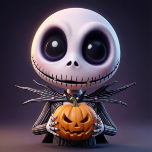 一個可愛嘅Q版聖誕夜驚魂角色傑克·史高靈頓。 — Jack skellington GIF 壁紙