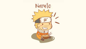 Chibi Naruto 用筷子食拉麵，戴住頭帶。 — 可愛火影忍者 壁紙